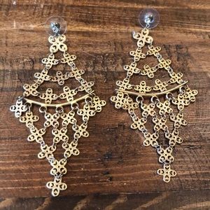 Delicate gold chandelier earrings